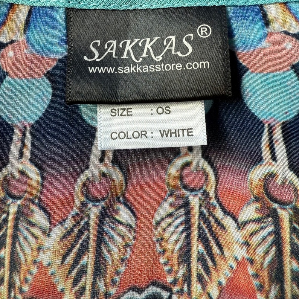 Sakkas Caftan Dress Cover Up Beach Tunic One Size White Animal Print - Picture 6 of 9